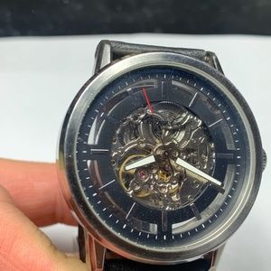 Kenneth Cole KC1631 Automatic Skeleton Dress Black leather strap Watch